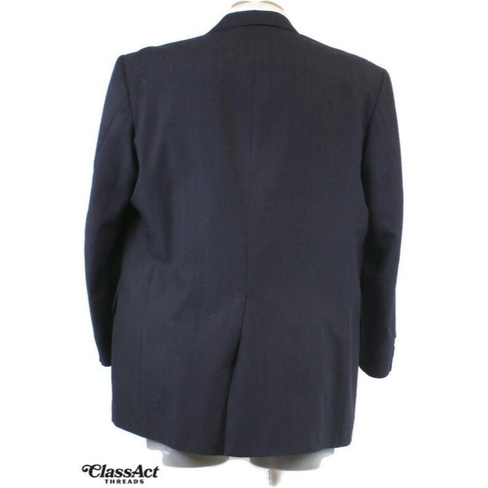 Unbranded Men 2 Piece Suit 2 Btn Blue Striped 46L Pleated Fronts 39" Waist - Picture 7 of 9